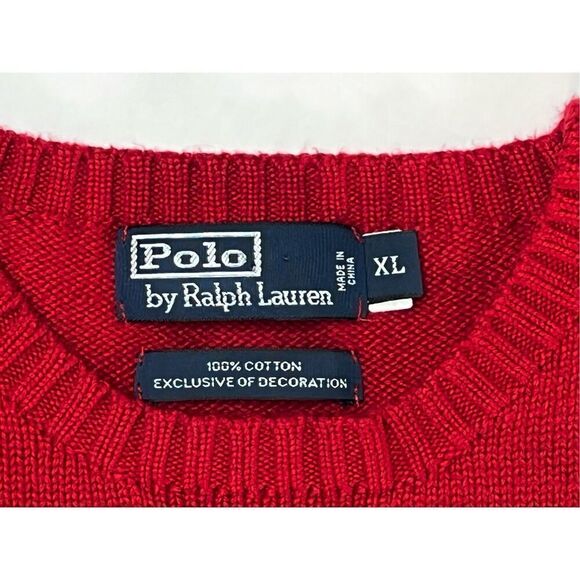 Polo Ralph Lauren Classic Knit Dark Red Crewneck Sweater XL Nice Modern Winter - Picture 3 of 8